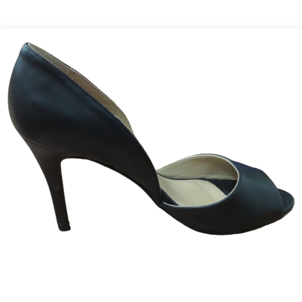 Lands' End Dorsay Black Peep Toe Pumps Size 8.5